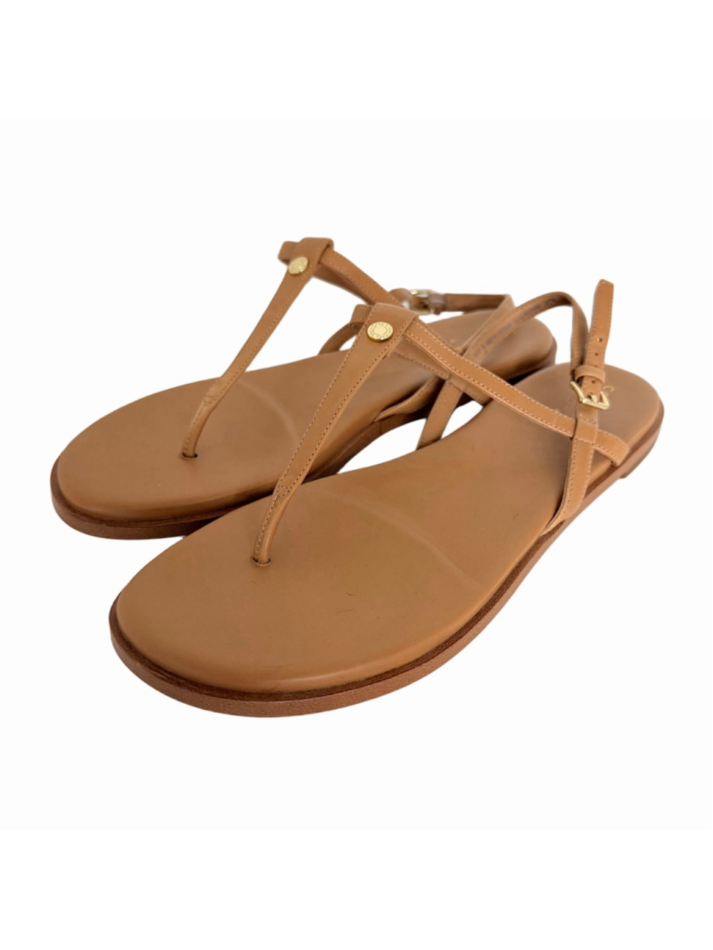 Cole Haan Flora Tan Leather T-Strap Thong Sandals Women's Size 8 Neutral Casual